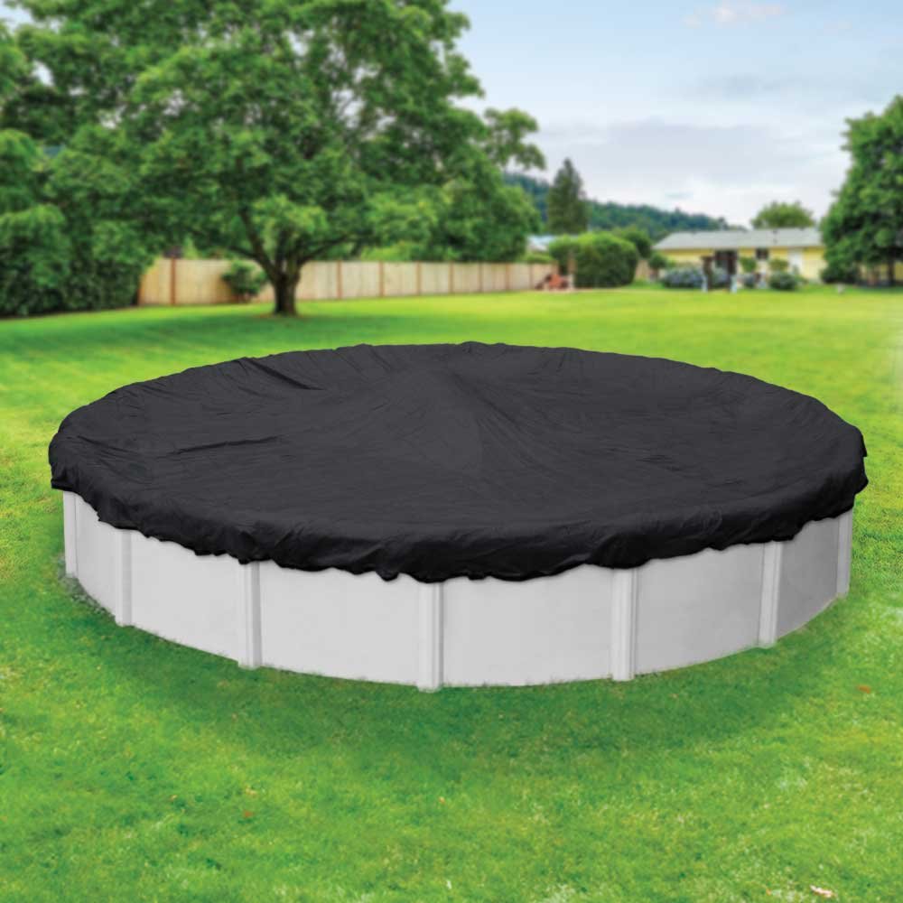 Robelle 3833 Black Mesh Winter Pool Cover for Round Above Ground Swimming Pools 33ft - Heavy Duty Cold Weather Protection - Easy Installation & Secure Fit - Perfect for Winterizing & Debris Protection