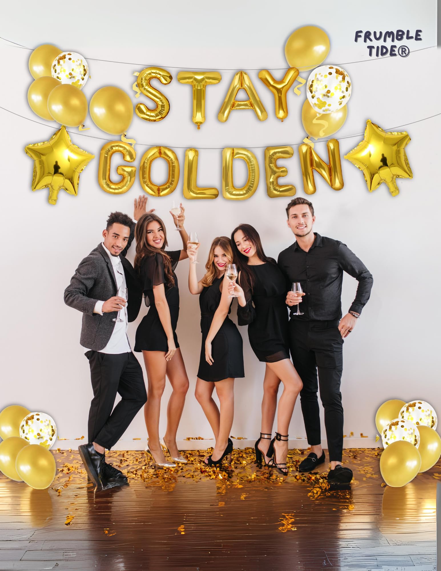 16 Inch STAY GOLDEN Balloon Banner - Perfect for Golden Birthday Party Decorations, Anniversary Celebrations & Graduation Events - Premium Foil Balloon for Wall Decor, Photo Backdrops & Party Supplies