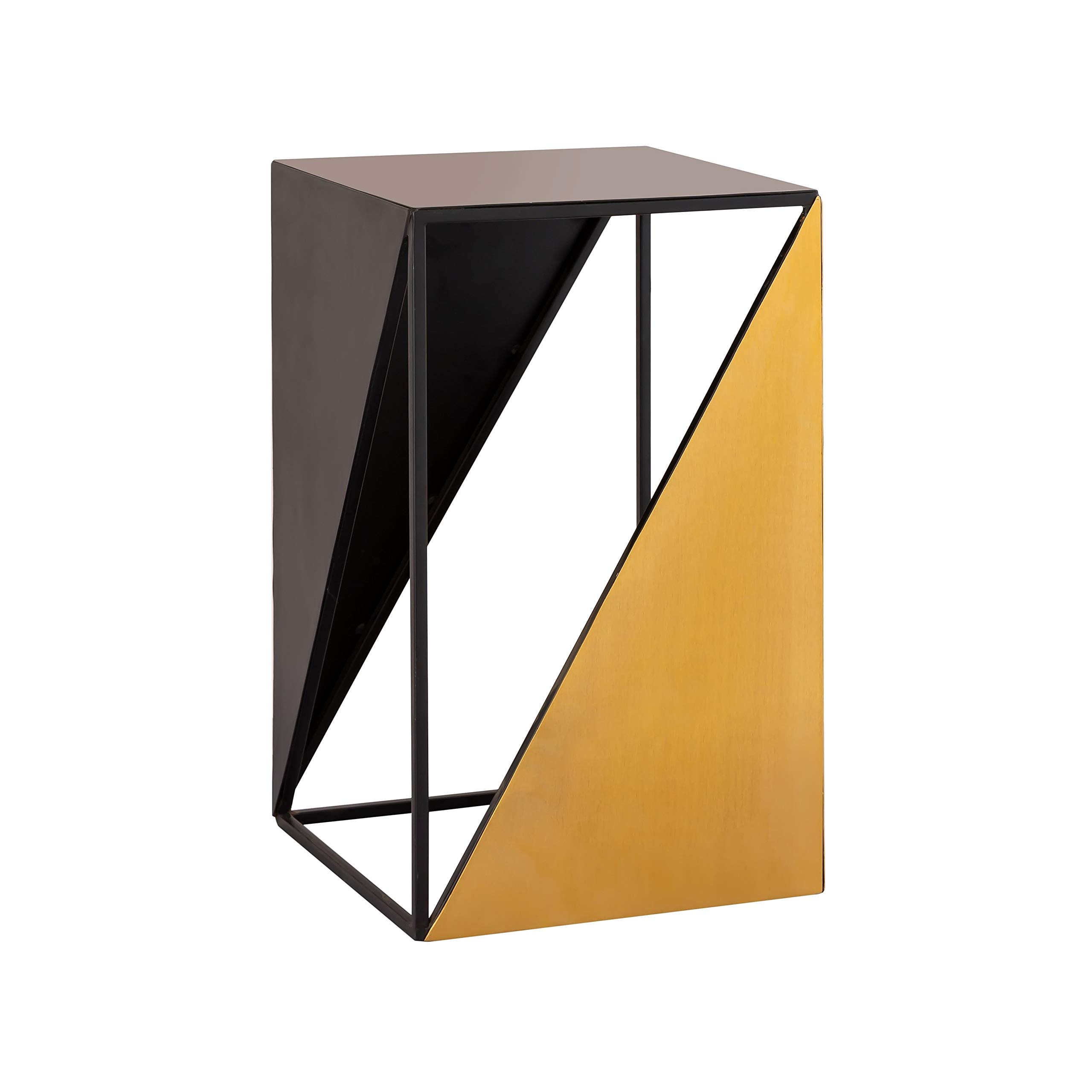 Modern Black Square Side Table - Handmade Iron Glam Contemporary End Table for Living Room, Bedroom & Office Decor