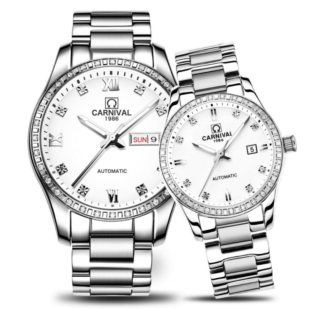 MASTOP Luxury Automatic Watch for Men & Women - Two-Tone Stainless Steel Couple Watch | Perfect for Anniversary Gifts, Date Nights & Formal Occasions