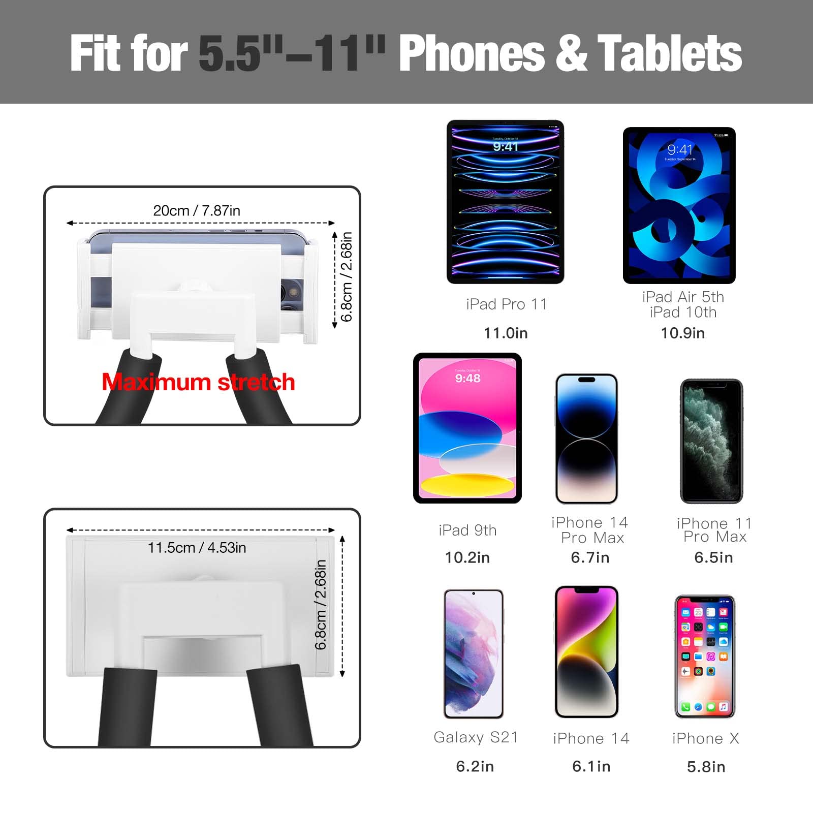 MoKo 360° Adjustable Gooseneck Phone Holder Stand for iPhone 16/15/14 Pro Max/Plus & Tablets 4