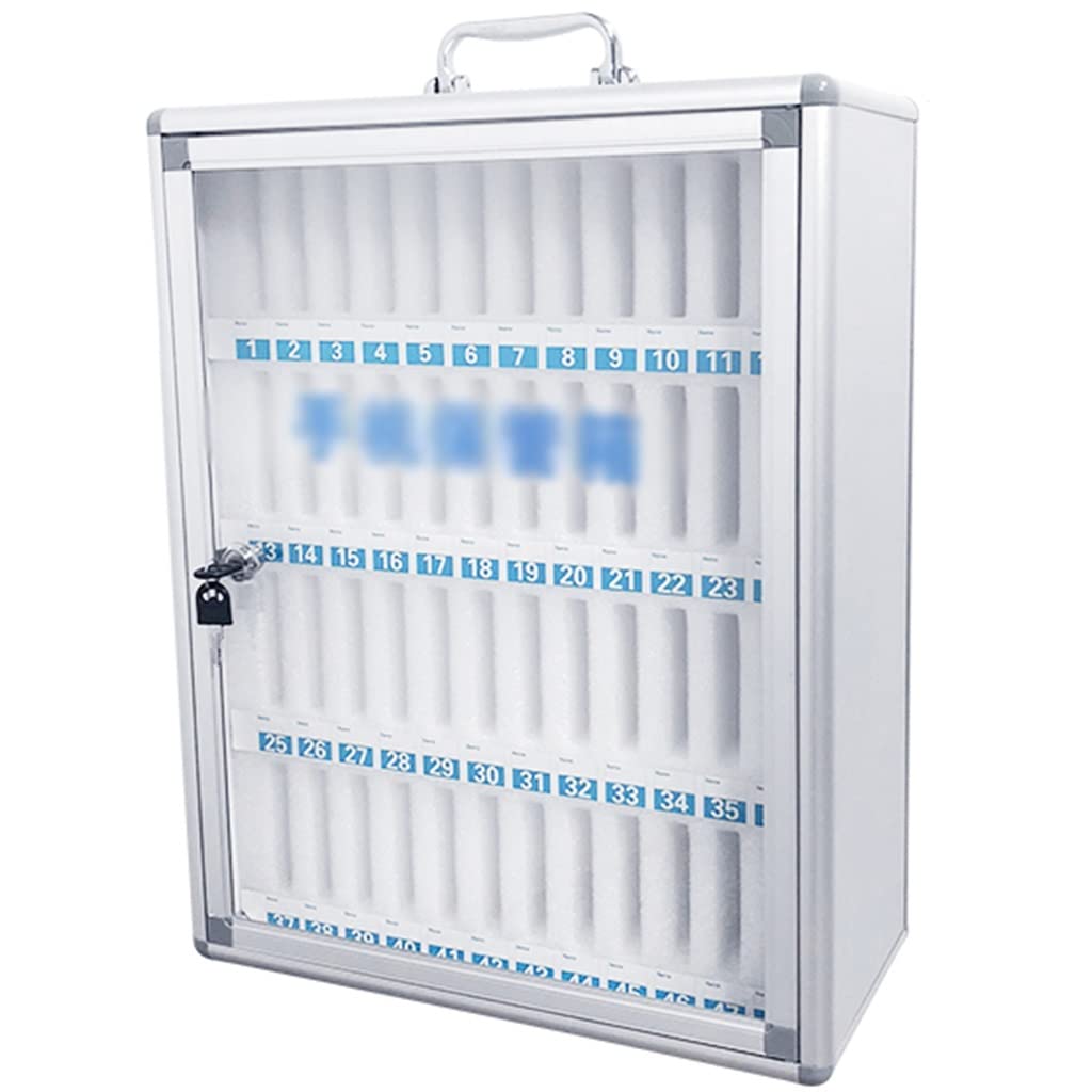 Aluminum Alloy Clear Phone Storage Cabinet with Handle - Organizer for Cell Phones, Office & Classroom - Durable Storage Locker Box (48 Size) - Perfect for Retail Stores, Homes & Workspaces