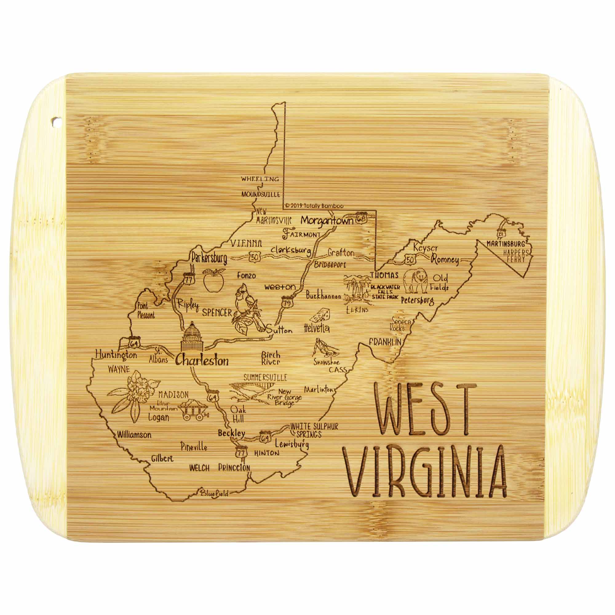 Premium West Virginia Themed Wooden Cutting Board - 11