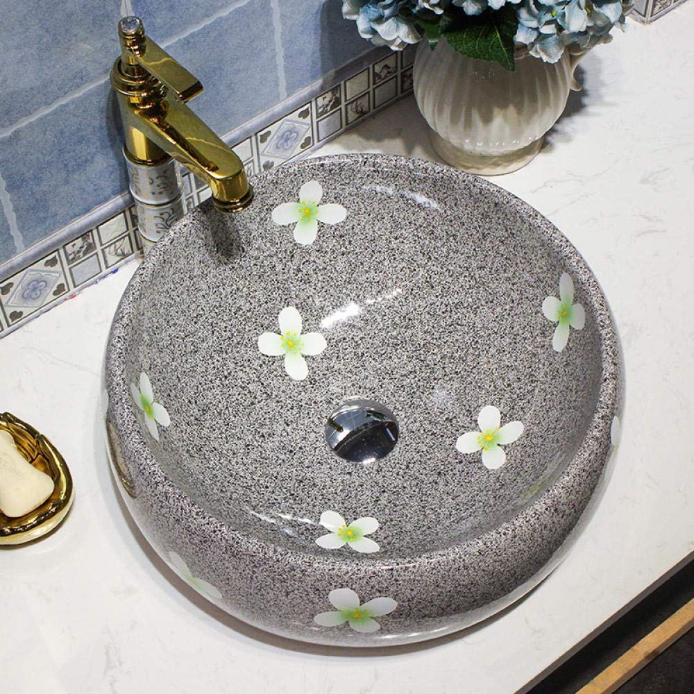 Premium Ceramic Vessel Sink for Bathroom - Modern Countertop Basin with Overflow, White Porcelain Art Sink for Vanity, Powder Room, or Guest Bathroom Decor