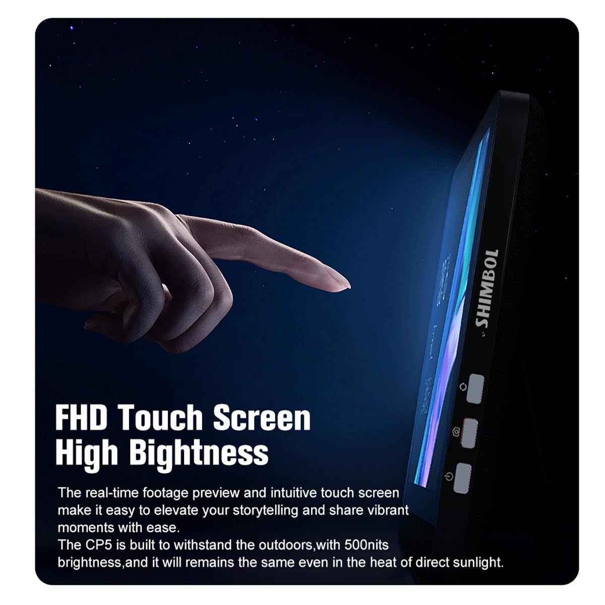 5 Inch 1080P Touchscreen CP5 Phone Vlog Selfie Monitor with Wireless Transmission & Bluetooth Remote - 2.4G/5GHz 164ft Range, Compatible with iPhone for YouTube Vlogging, Live Streaming, Photography & Video Recording (Includes Grey Protective Case)