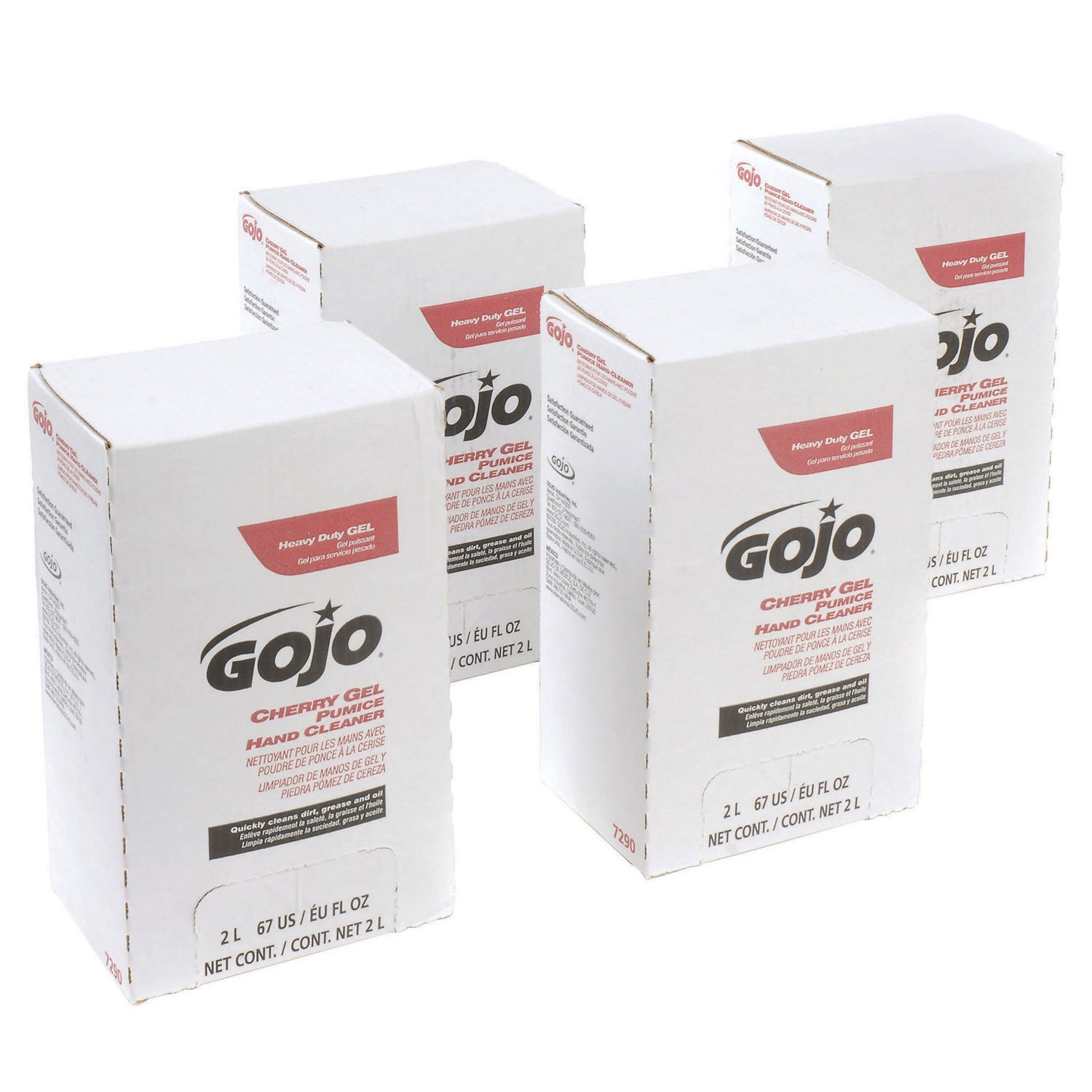 GOJO 7290-04 Cherry Antibacterial Hand Sanitizer Gel Refill - 2000 mL (4 Pack/Case) for Hospitals, Offices & Public Spaces