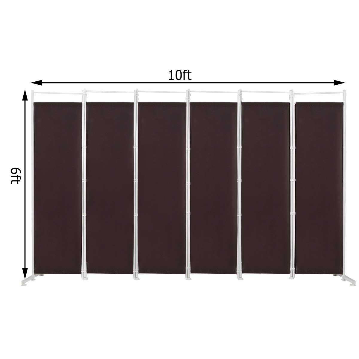 Giantex 6-Panel Folding Room Divider Screen - 6 Feet Tall Privacy Partition with Sturdy Steel Base | Lightweight Portable Room Separator for Home, Office, Dorm | Brown Wood Finish | Perfect for Creating Private Spaces in Living Rooms, Bedrooms or Events