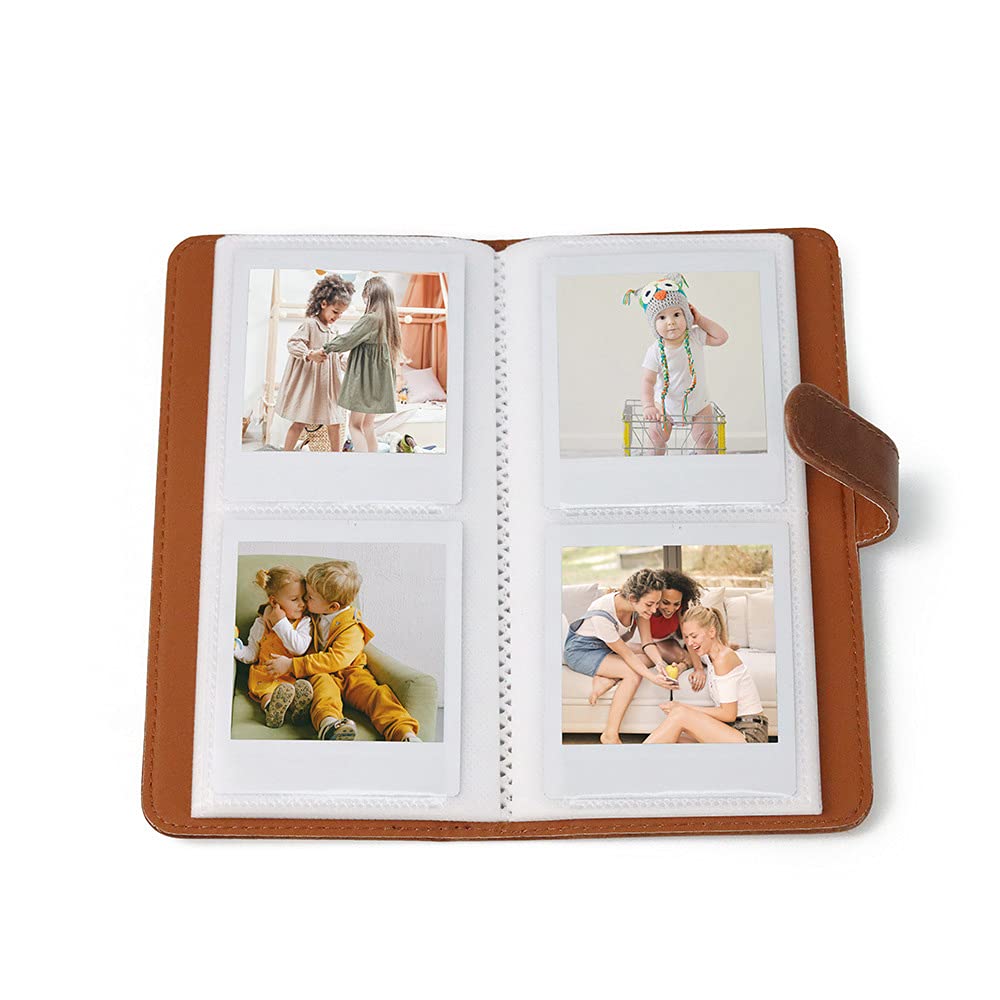 Mini Photo Album 80 Pockets - Compatible with Fujifilm Instax SQUARE SQ1/SQ20/SQ10/SQ6 & Polaroid Printer - Portable Film Wallet for Instant Photos (Black) - Perfect for Travel, Parties, and Memory Keeping