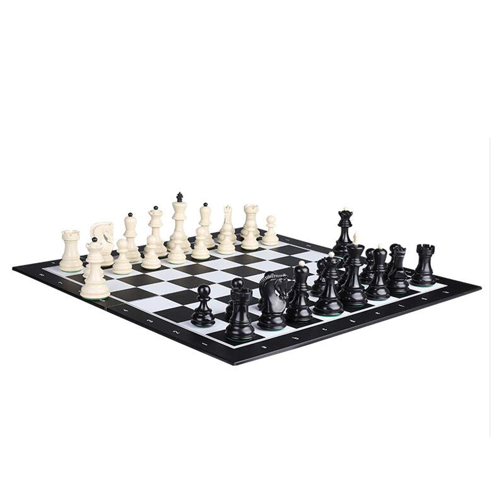 Portable Folding Chess Set with 32 Black & White Resin Chess Pieces - Travel Chess Board for Kids & Adults - 48cm International Chess Game for Home, Office, and Outdoor Use