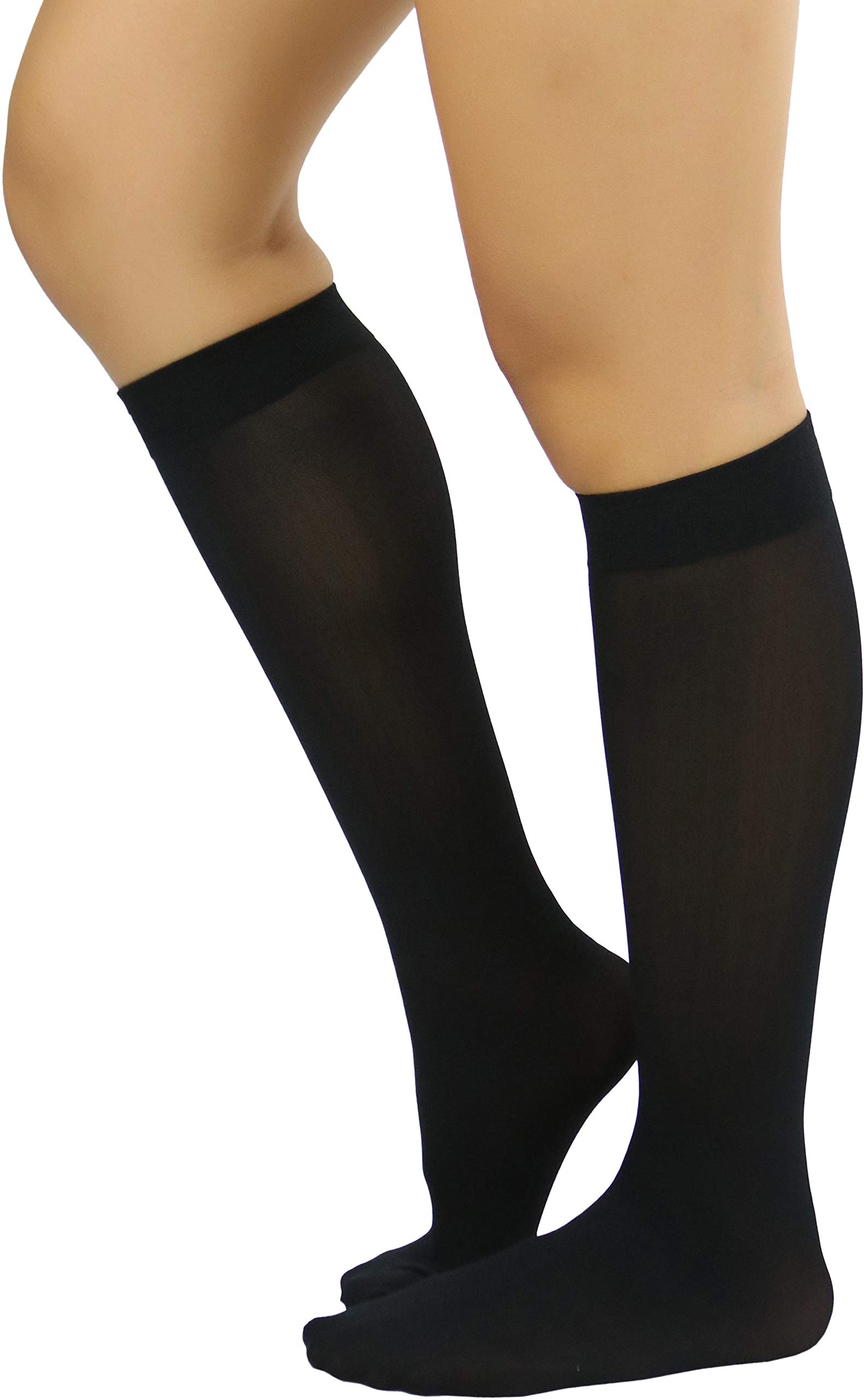 ToBeInStyle Women's Fashion Opaque Nylon Knee High Socks - Comfortable & Stylish Winter Socks for Boots, Office Wear & Casual Outfits