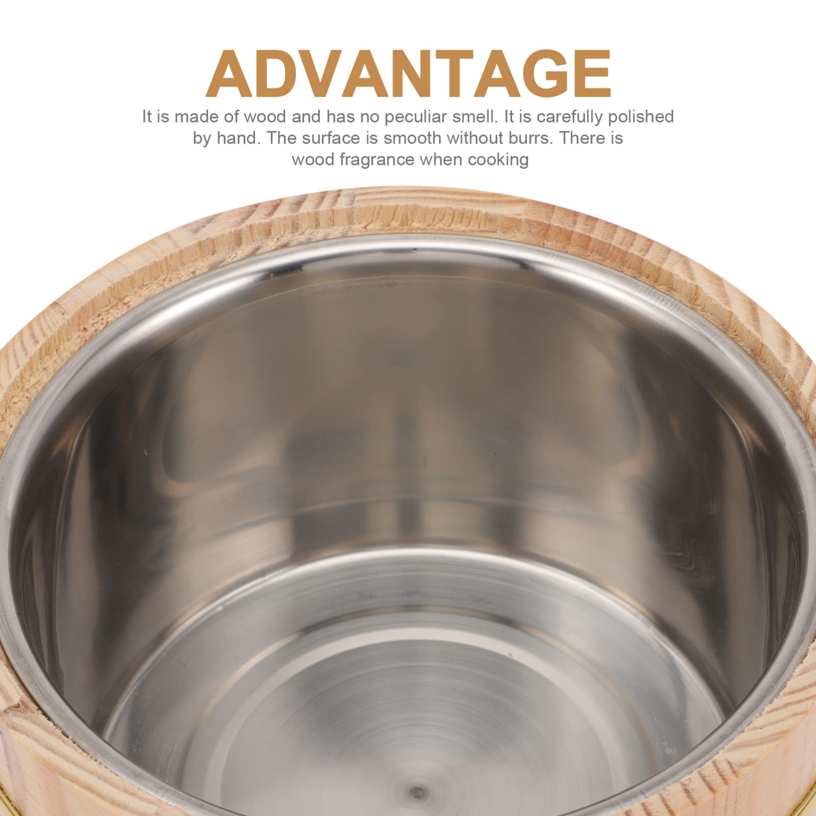 Zerodeko Wooden Rice Steamer Bucket - Traditional Japanese Rice Cooking & Storage Container for Home Kitchen, Perfect for Sushi, Onigiri & Meal Prep