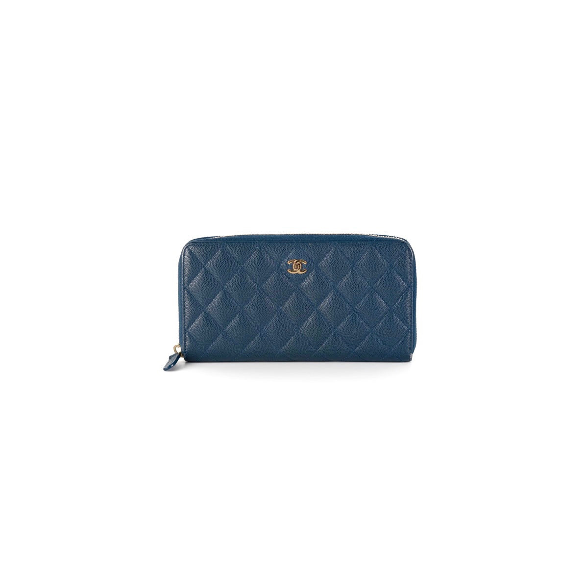 Chanel Caviar Navy Blue Zip Long Wallet for Women - Luxury Leather Wallet for Everyday Use & Travel