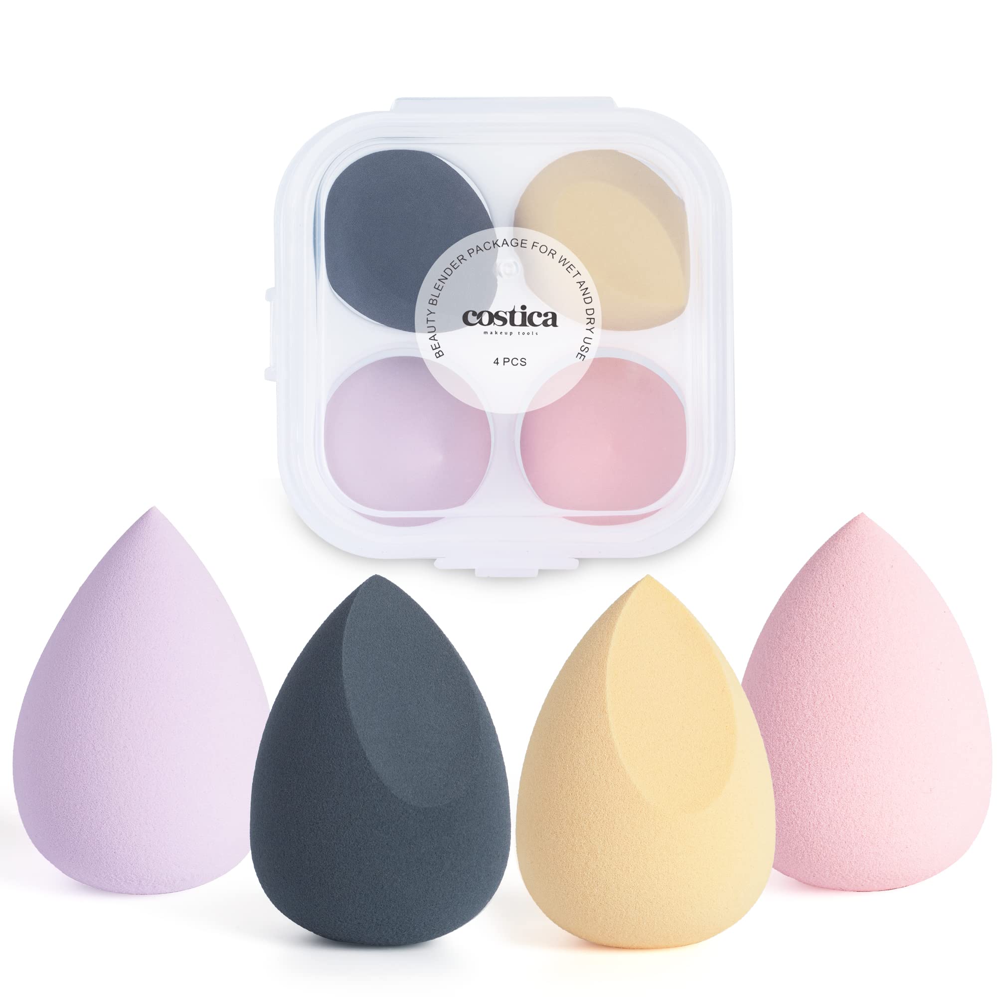 Beauty Blender Makeup Sponge Set - Professional Liquid Foundation Blender with Travel Storage Box (Multicolor) - Perfect for Flawless Makeup Application at Home or On-The-Go