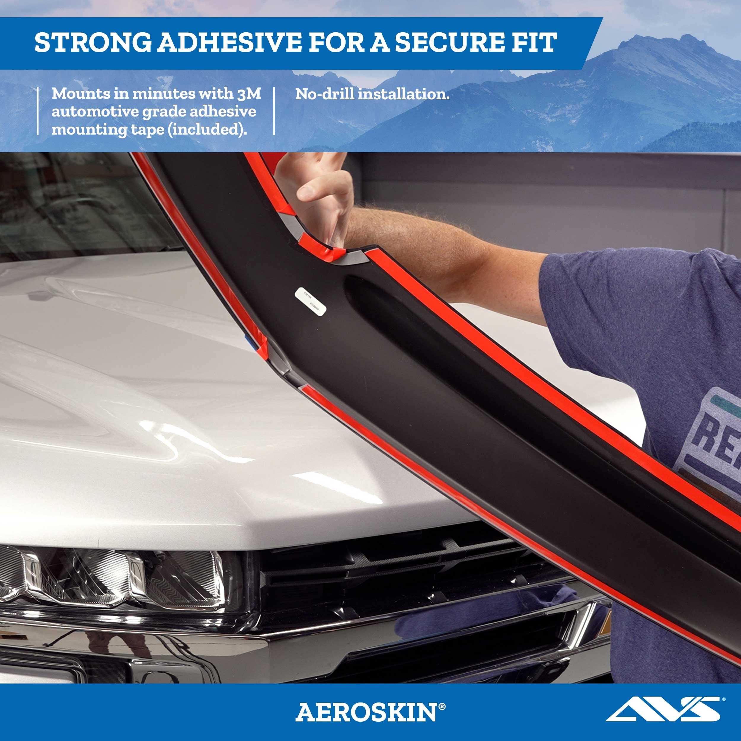 AVS Aeroskin Hood Protector for 2020-2025 Chevy Silverado 2500HD/3500HD - Low Profile Bug Deflector & Stone Guard | Chrome Finish | Durable Truck Accessory for Highway Driving & Off-Road Protection