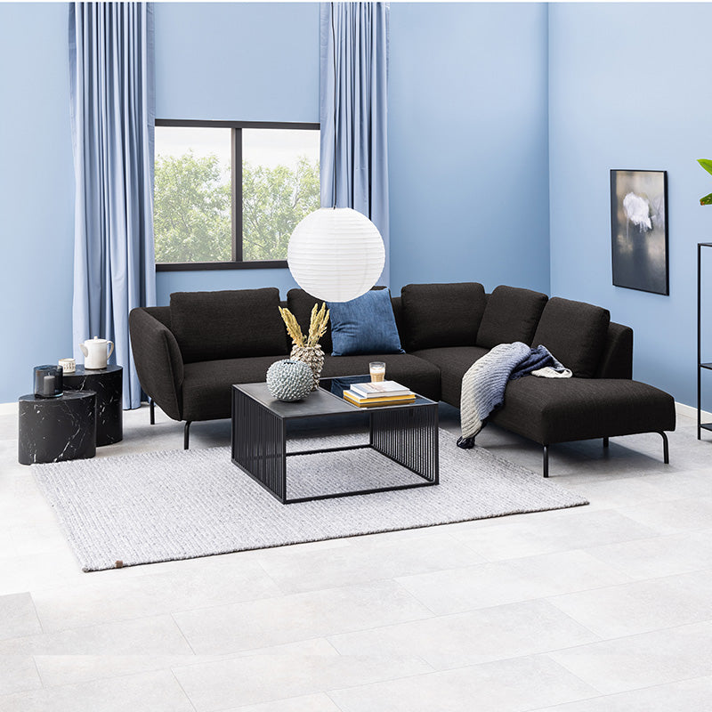 STRINGTON 80cm Square Coffee Table - Black Marble Effect Top for Living Room, Modern Center Table for Home Decor & Small Space Furniture