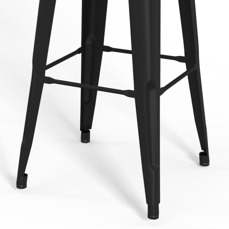 SIMPLIHOME Fletcher Industrial 30 Inch Metal Bar Stool Set of 2 - Black Counter Height Stools for Kitchen Island, Dining Room & Home Bar - Heavy Duty Steel Frame with Comfortable Back Support