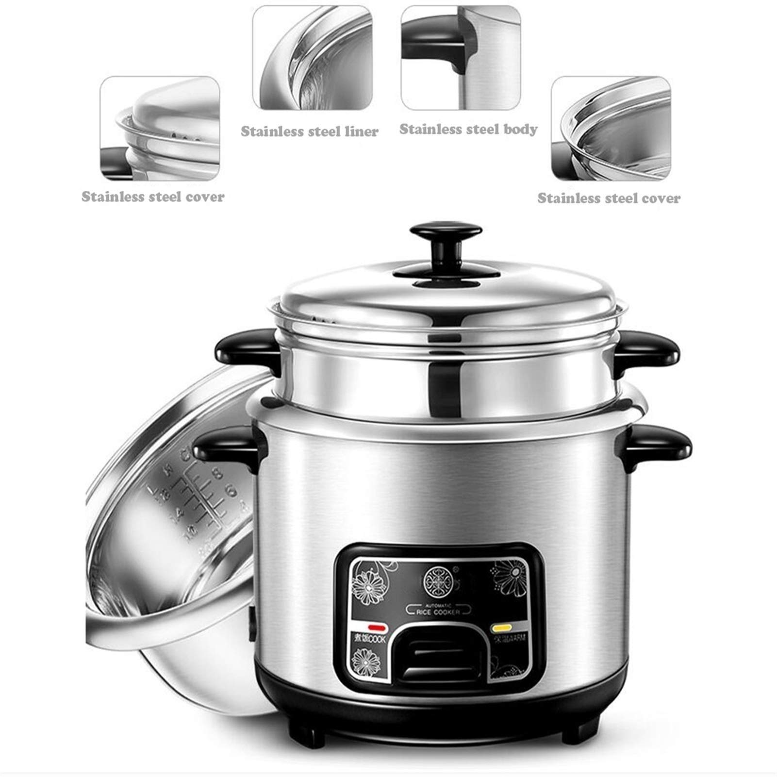 **Portable Stainless Steel Rice Cooker - 3L Mini Rice Cooker with Steam Function, Keep Warm Feature, Non-Stick Inner Pot - Perfect for Travel, Dorm, Office & Small Kitchens**