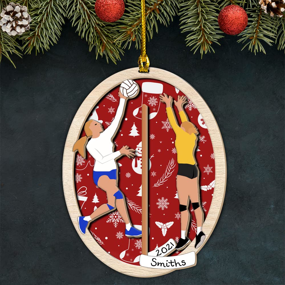 Personalized Volleyball Christmas Ornaments - Custom 3D Wood Layered Sports Ornaments for Tree Decorations (Set of 10) | Perfect for Holiday Gifts, Team Celebrations & Sports Fan Decor