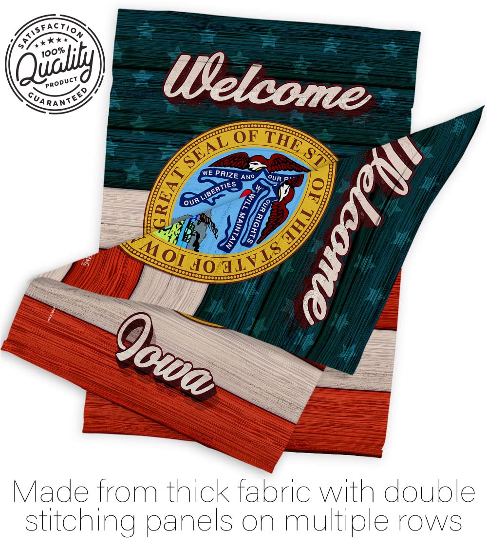 Americana Home & Garden Welcome Iowa House Flag - Double-Sided USA Made Decorative Banner for Front Yard, Garden & Patio - Perfect for State Pride & Outdoor Decor
