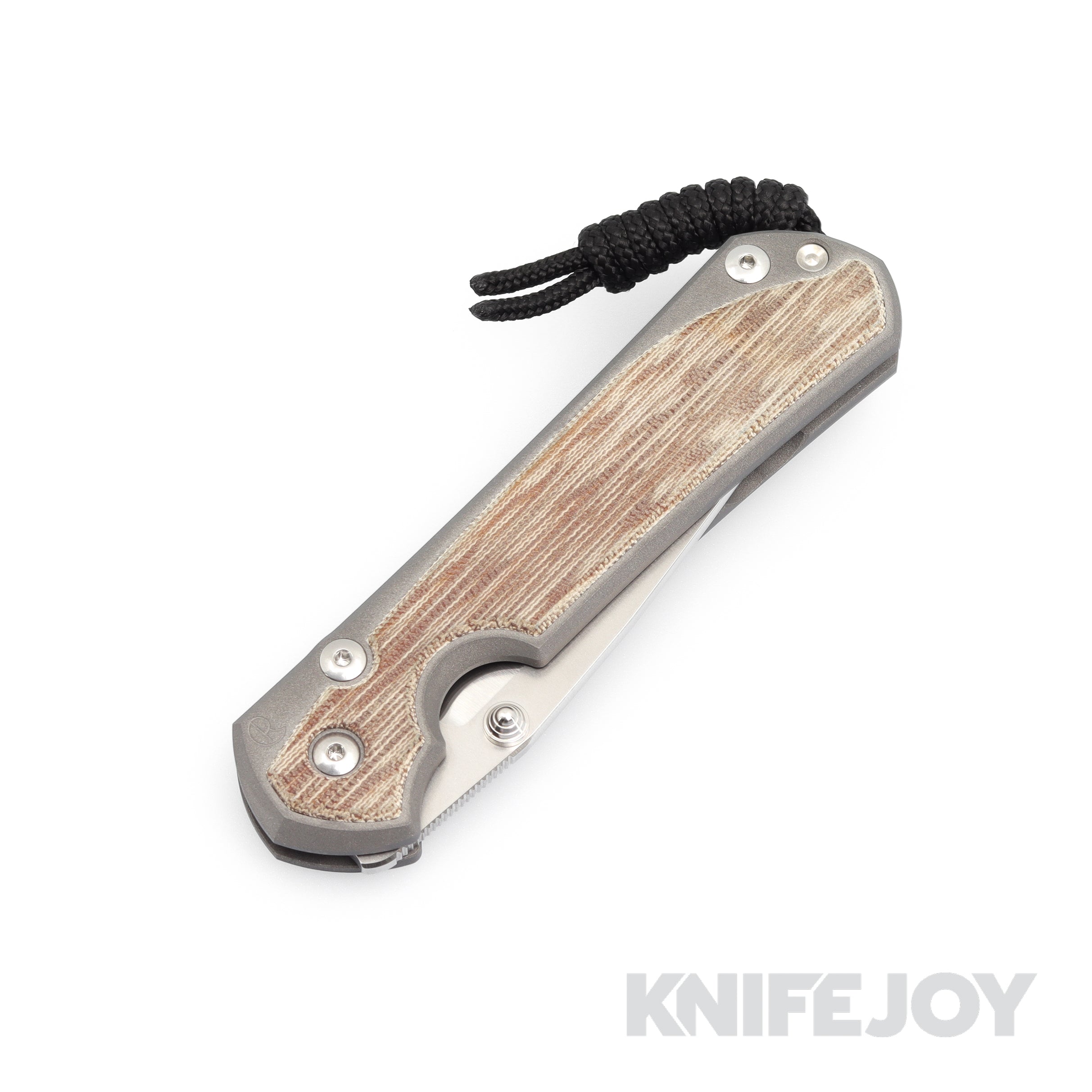 Chris Reeve Knives Large Sebenza 31 Drop Point Folding Knife - Natural Canvas Micarta Inlay, Polished Blade - EDC, Outdoor, Camping, Hunting, Survival Gear