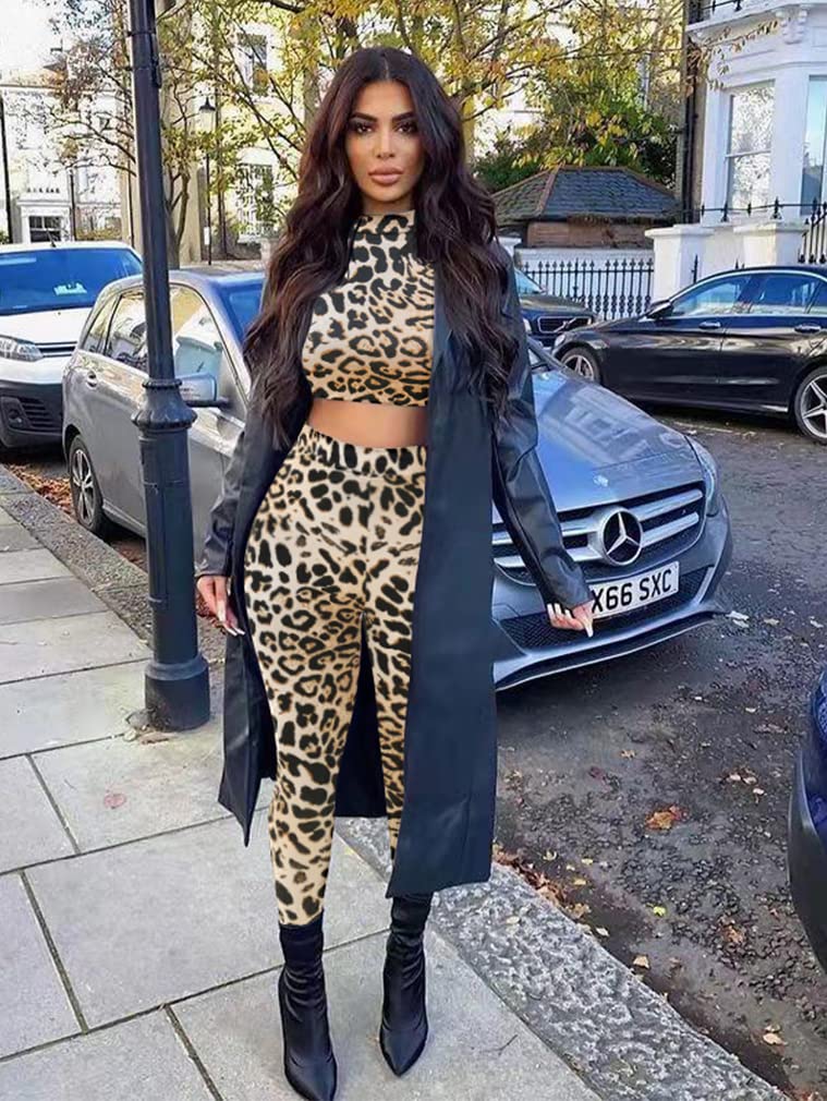 GOKATOSAU Women's 2 Piece Outfit - Sexy Long Sleeve Crop Top & High Waist Pants Set | Clubwear, Party Jumpsuit, Night Out Outfits for Women | Perfect for Clubbing, Date Night & Special Occasions
