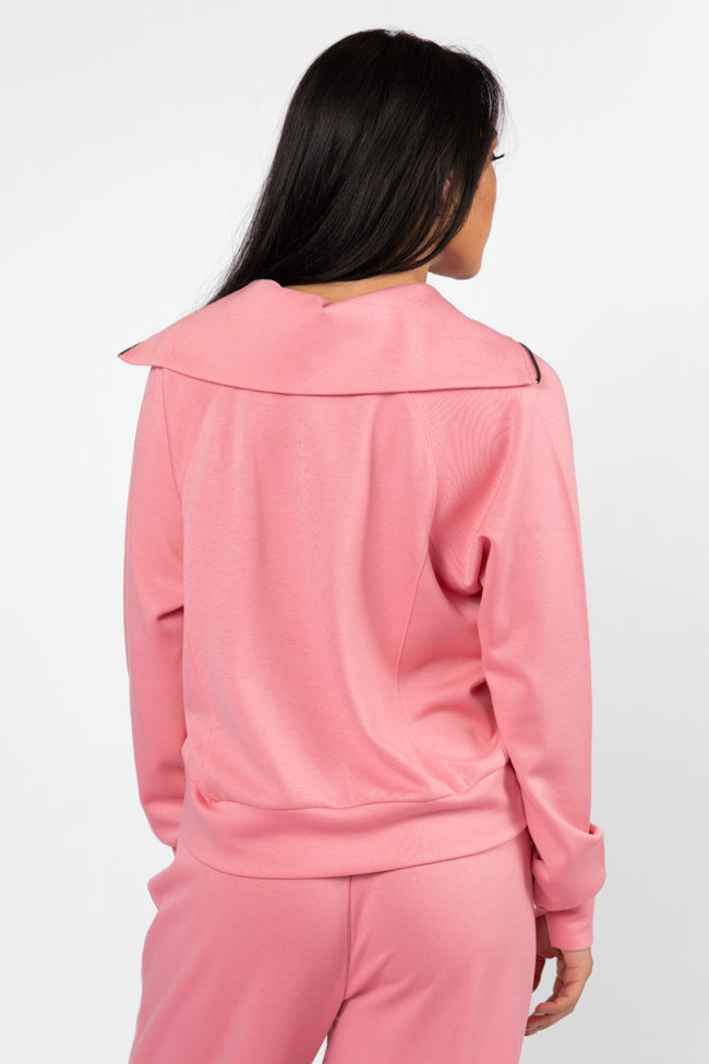Pink Quarter Zip Knit Pullover for Women - Cozy & Stylish Fall Winter Sweater | Perfect for Casual Outfits, Office Wear & Outdoor Activities