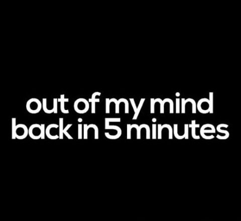 Out of My Mind Back in Five Decal Sticker - Premium Die Cut Vinyl Decal for Windows, Cars, Trucks, Tool Boxes, Laptops & MacBooks - Fits Any Hard Smooth Surface - Perfect for Office Humor, Car Decor & Personalizing Devices