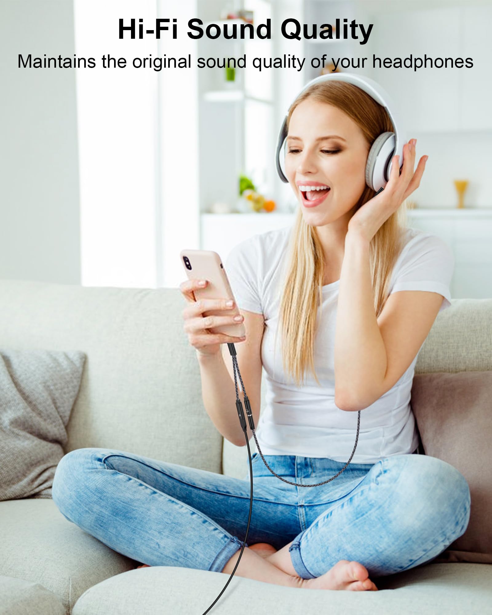 2-in-1 USB C to 3.5mm Headphone Jack Adapter with 60W PD Fast Charging - Compatible with iPhone 15 Pro Max/Plus/Pro, Galaxy S23/S22/S21/A Series - Perfect for Music Listening & Simultaneous Charging