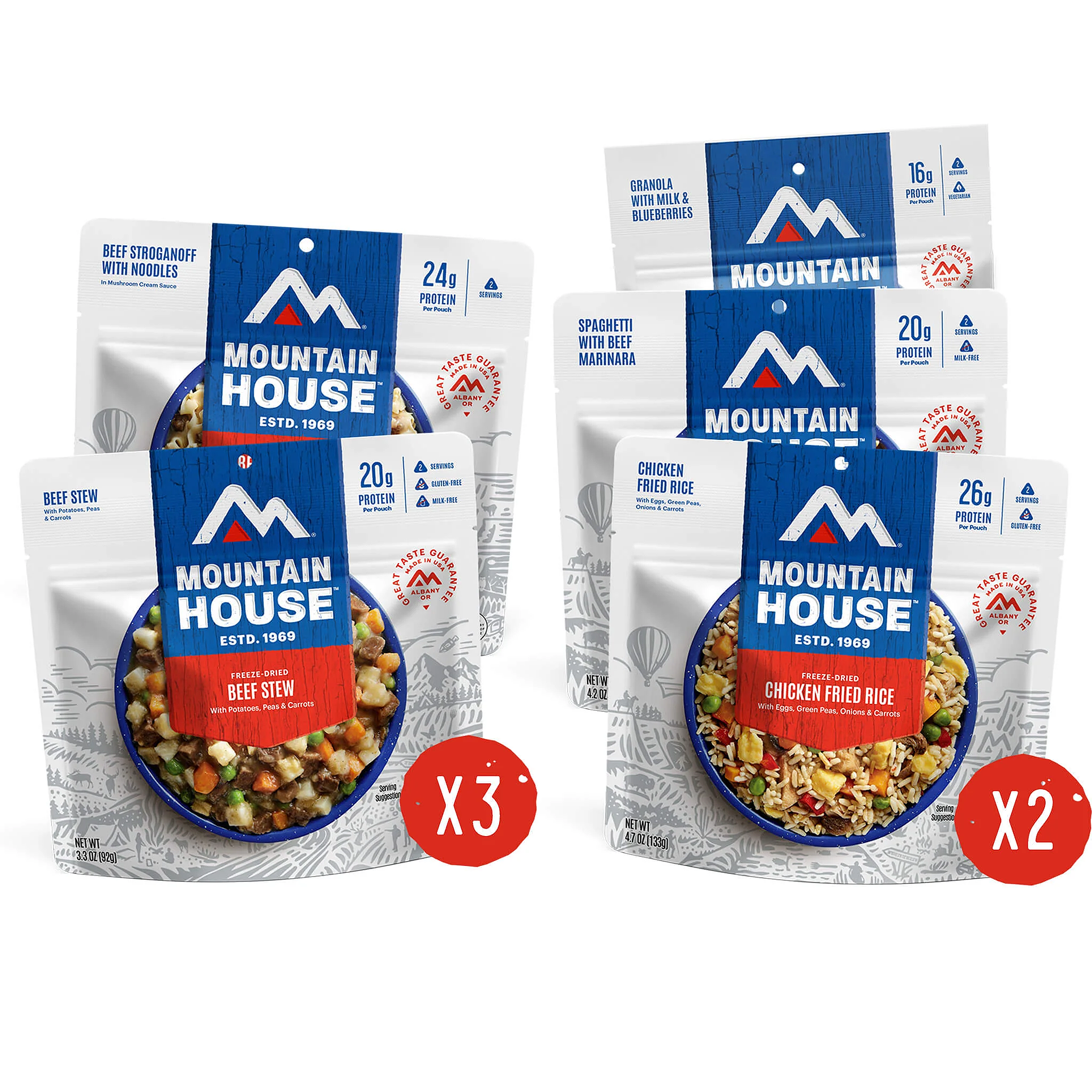 Mountain House Classic Meal Assortment Bucket - Freeze Dried Food for Camping, Hiking & Emergency Preparedness - 28 Servings of Delicious Meals