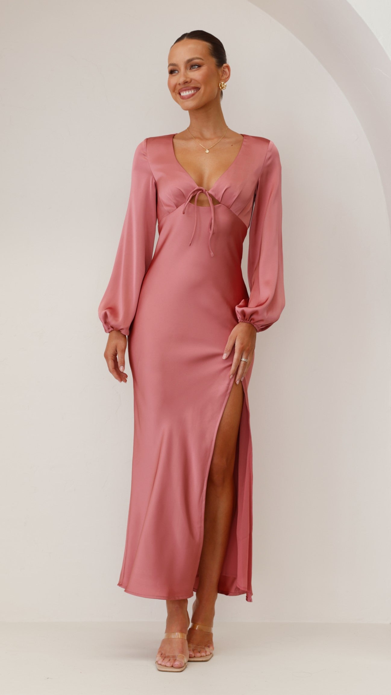 Brigitte Maxi Dress in Baked Rose - Elegant Long Flowy Dress for Women, Perfect for Weddings, Parties & Summer Vacations