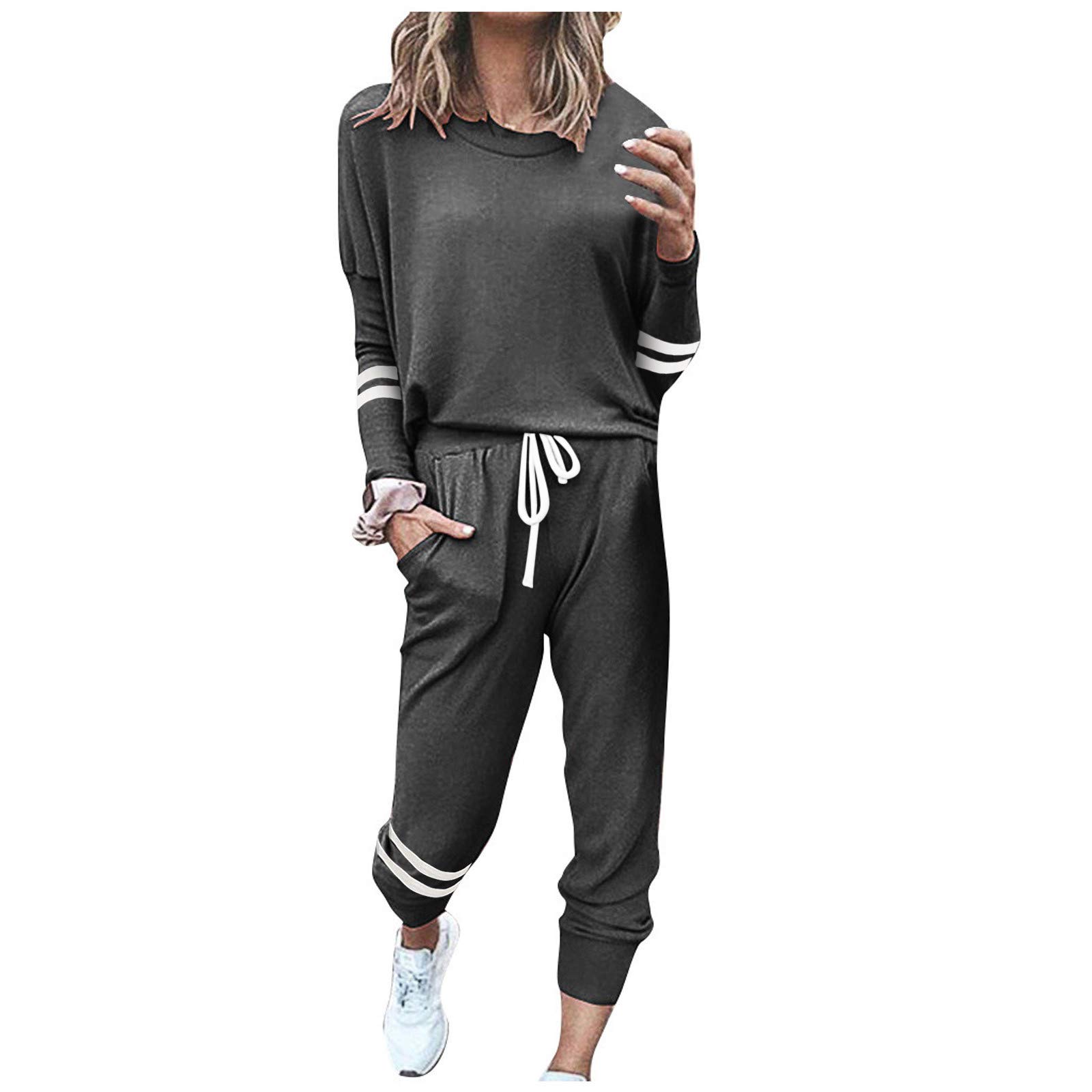 Xiloccer Women's 2-Piece Sweatsuit Set - Cozy Christmas Lounge Wear & Jogging Outfit - Soft Tracksuit for Women - Perfect for Holiday Gatherings, Home Relaxation & Gym Workouts