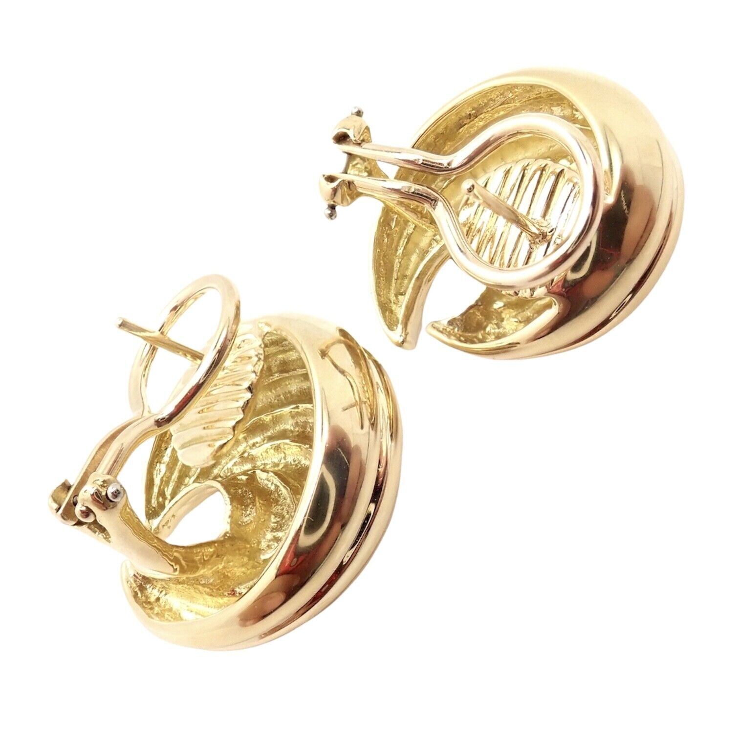 Authentic Tiffany & Co 18k Yellow Gold Vintage Crescent Moon Earrings - Perfect for Weddings, Anniversaries & Special Occasions