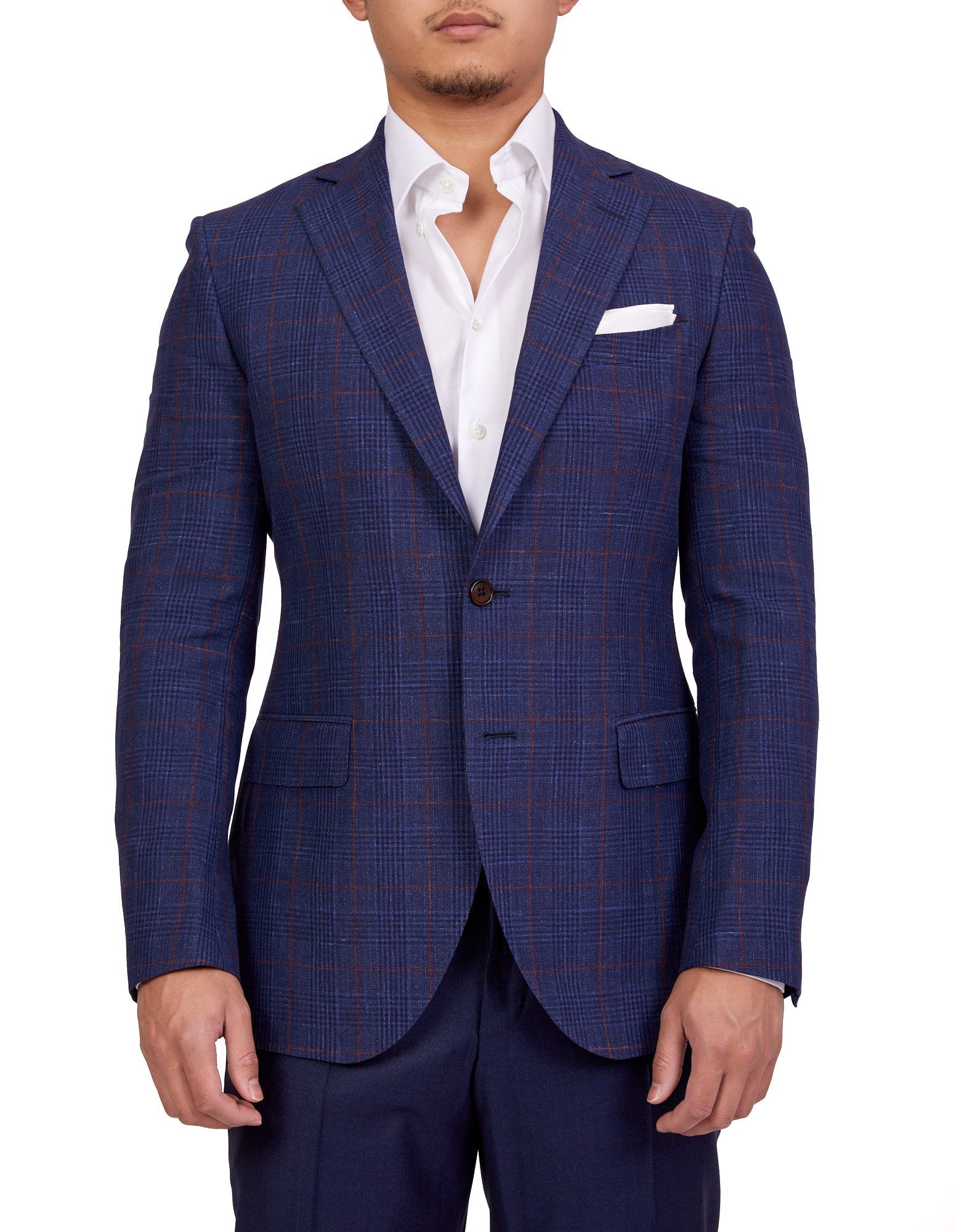 Henry Sartorial Carlton Blended Linen Blazer for Men - Navy/Red Stripe - Lightweight Summer Business Casual Jacket - Perfect for Weddings, Office & Outdoor Events (Size Large)