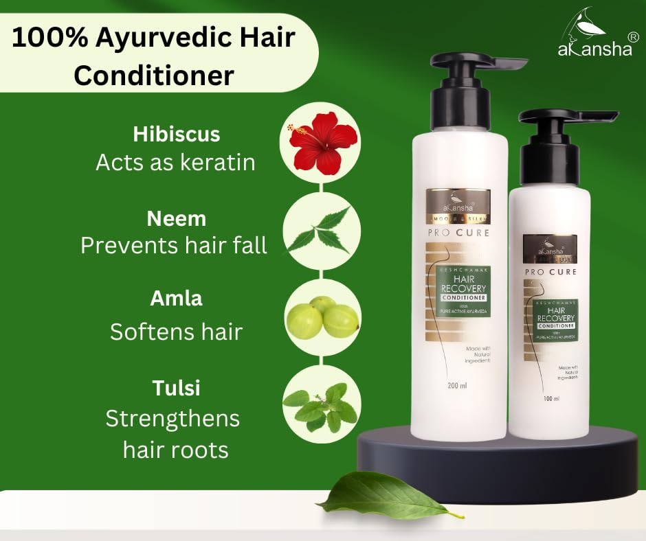 AKANSHA Natural Ayurvedic Hair Conditioner for Men & Women - Keshchamak Herbal Hair Treatment (200ml) | Deep Moisturizing & Nourishing for Dry, Damaged Hair - Perfect for Daily Hair Care Routine