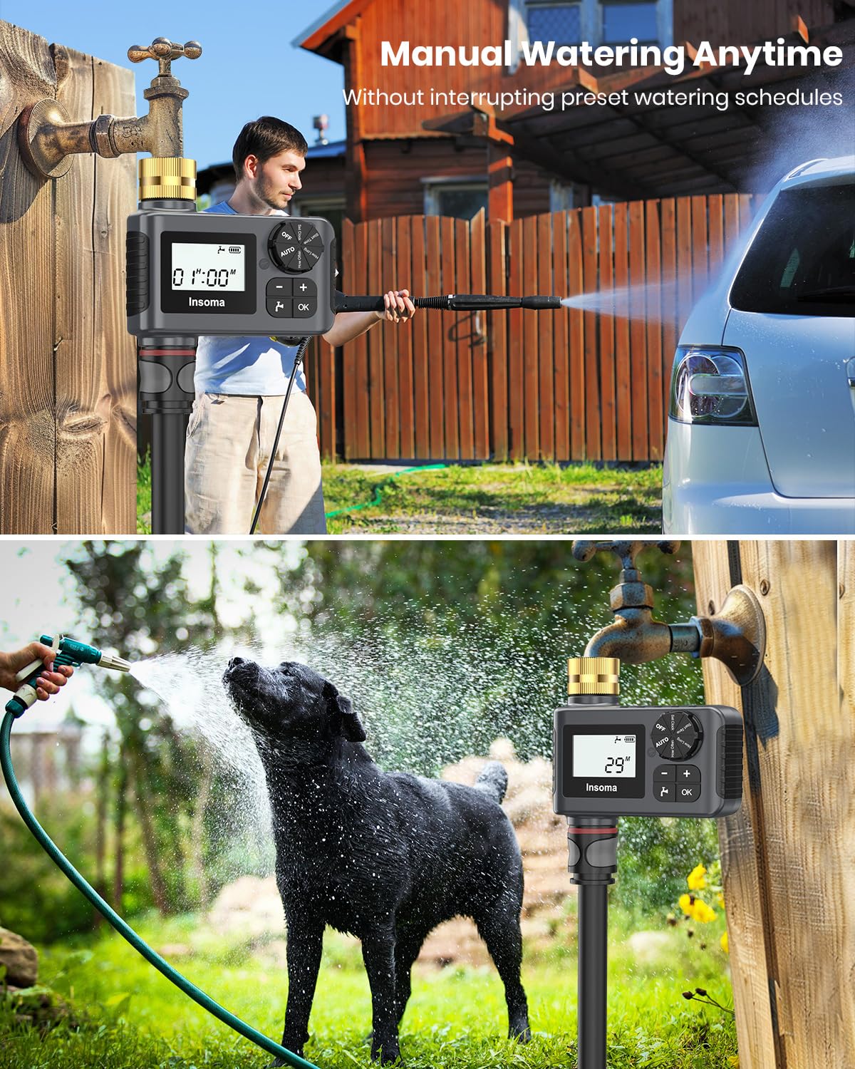 Upgraded Programmable Sprinkler Timer with Brass Swivel - Outdoor Garden Hose Water Timer with Rain Delay, Manual & Auto Modes - Perfect for Drip Irrigation, Lawn Watering & Smart Garden Systems - 1 Outlet