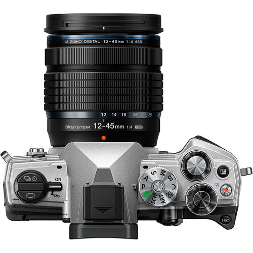 OM SYSTEM OM-5 Mirrorless Camera with 12-45mm f/4 PRO Lens (Silver) - Perfect for Travel, Vlogging & Outdoor Photography