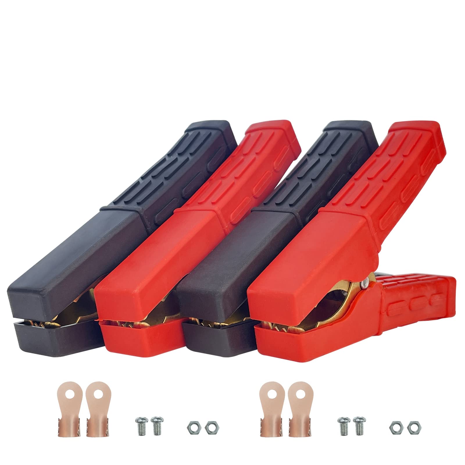 4PCS Heavy Duty 12V Car Battery Jumper Cables - 100-500A Power Replacement Clamps for Vehicles, Boats & Construction Equipment - Portable Battery Charging Clips for Emergency Jump Starts & Power Supply
