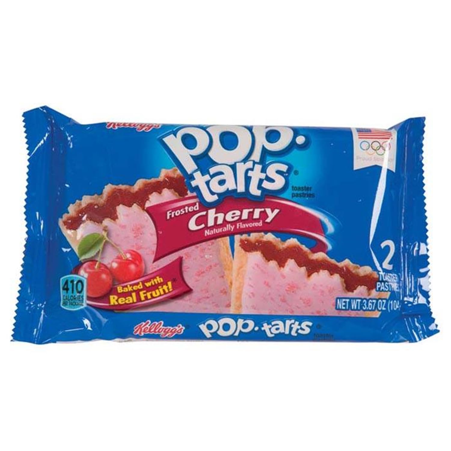 Kellogg's Pop-Tarts Frosted Cherry Toaster Pastries, 8-Count Box (3.67oz) - Perfect for Breakfast, Snacks & On-the-Go Energy