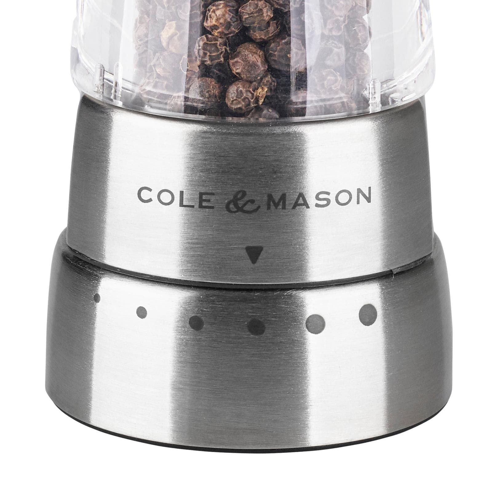 Cole & Mason Derwent Precision+ Pepper Mill - Stainless Steel & Acrylic Pepper Grinder (190mm) with Gourmet Grinding Mechanism - Perfect for Kitchen, Dining Table & Gourmet Cooking