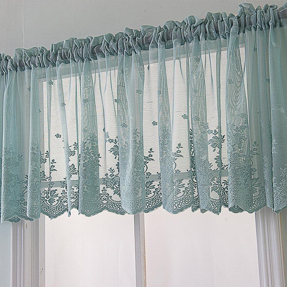 Premium Modern Lace Jacquard Window Valance Curtain - Elegant Coffee Short Curtain for Cabinet Door, Bedroom & Kitchen Decor - Perfect for Home, Cafe & Dropship Business (Auburn) - Adds Vintage Charm to Windows & Kitchen Shelves
