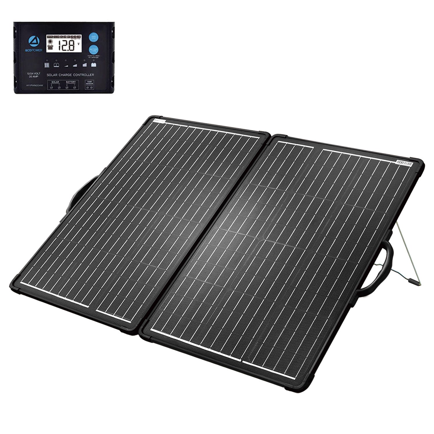 Acopower 120W Foldable Solar Panel Kit with Controller - Portable & Lightweight Suitcase Design for Camping, RV, and Outdoor Power Needs