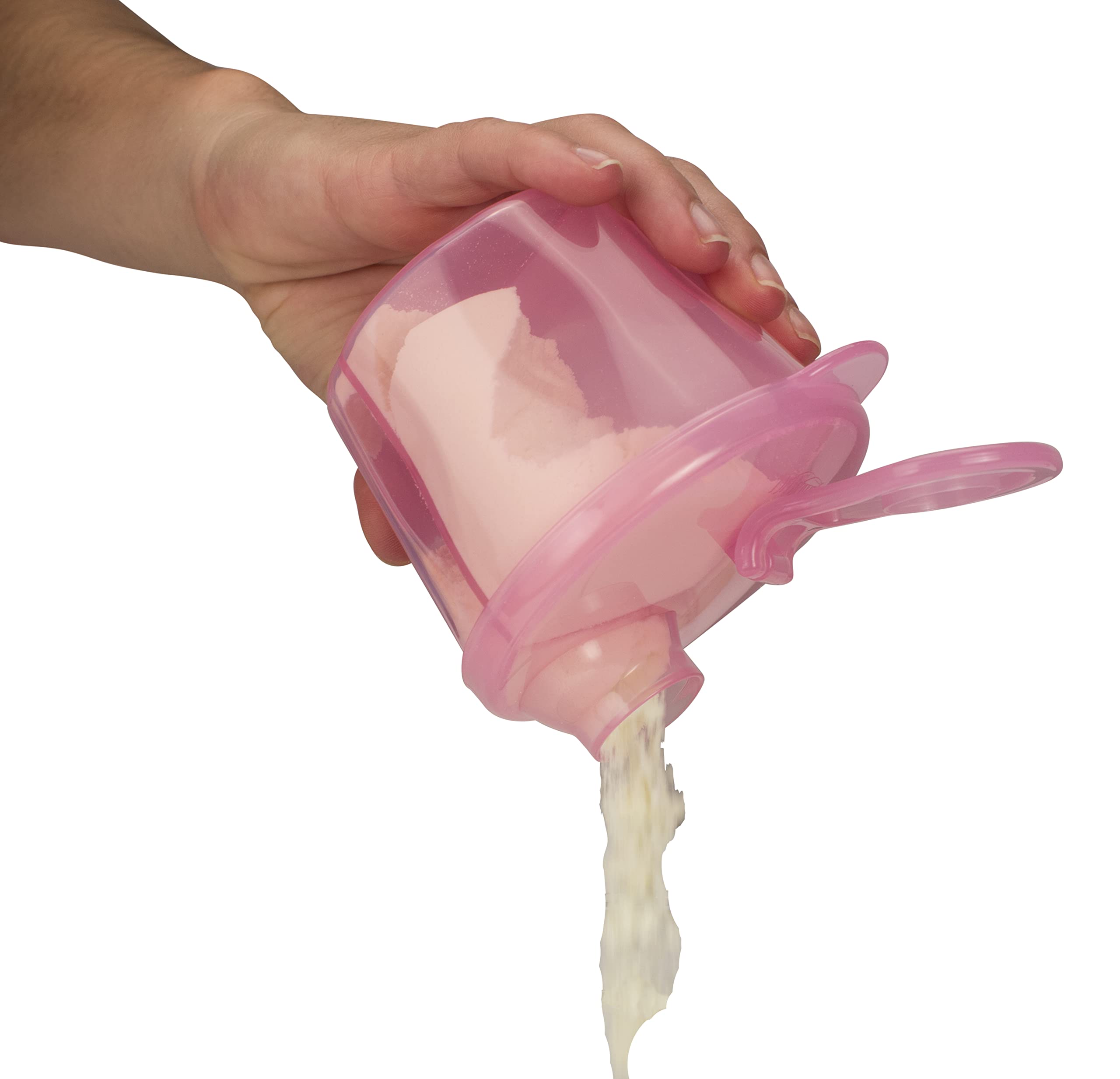 Dr. Brown's Baby Formula Dispenser with Snap-On Lid - Portable Milk Powder Container for Travel, On-the-Go Feeding - Perfect for Diaper Bags, Strollers & Car Seats (Pink)