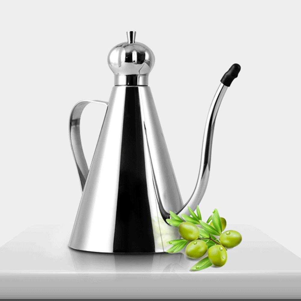 Premium Stainless Steel Olive Oil Dispenser - 500ml Leakproof Oil Bottle with Drizzler Spout for Kitchen, Salad Dressing & Cooking | Elegant Oil Pot for Home & Restaurant Use