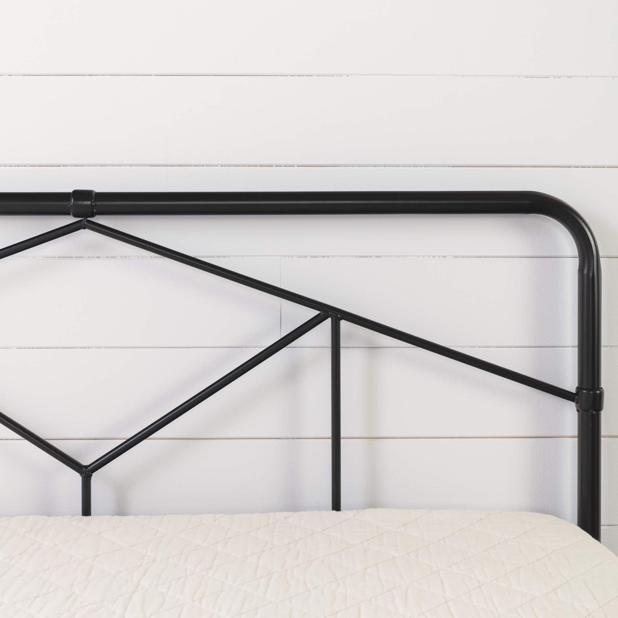 South Shore Londen Geometric Metal Platform Bed Frame - Full Size, Modern Matte Black Finish | Durable Bedroom Furniture for Small Spaces & Guest Rooms