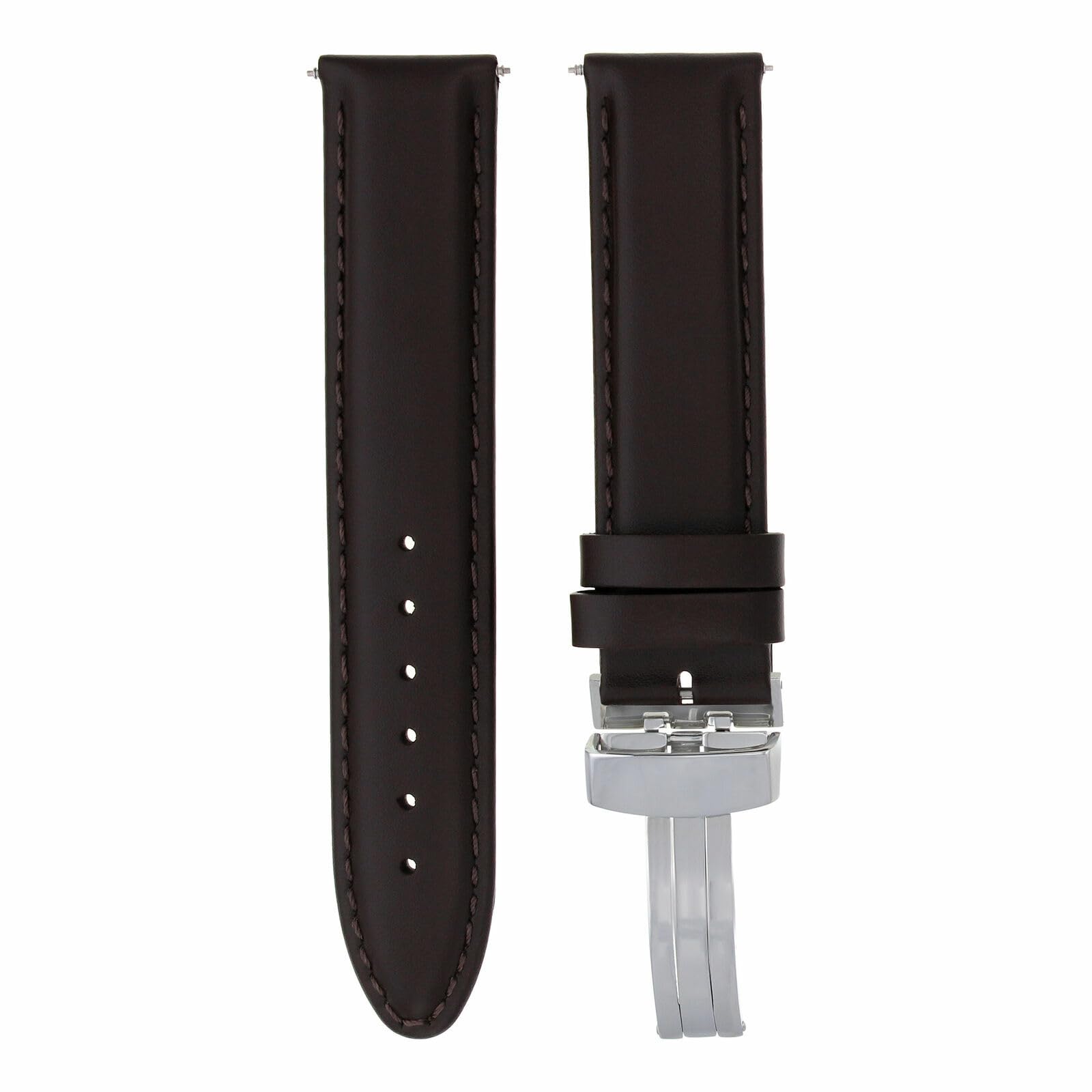 18mm Genuine Leather Watch Band Strap with Deployment Clasp - Smooth Dark Brown Replacement Strap Compatible with Tissot #8 | Perfect for Business, Casual & Formal Occasions