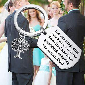 BEKECH Son-in-Law Keychain - Funny Father-in-Law Gift for Wedding, Anniversary & Family Events | Unique 'Better Than Having You As My Son-in-Law' Engraved Keyring for Dad