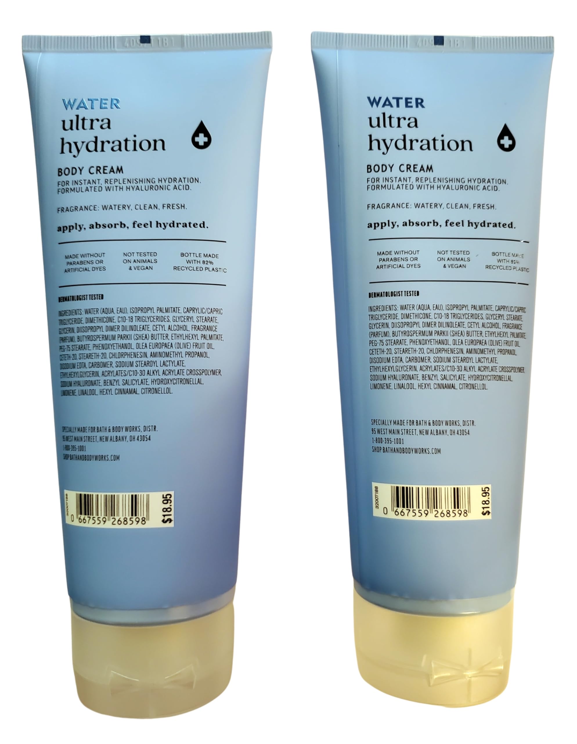 Bath & Body Works Ultra Hydration Hyaluronic Acid Body Cream - 8 oz (Pack of 2) | Deep Moisturizing for Dry Skin, Perfect for Daily Use & After Shower Hydration