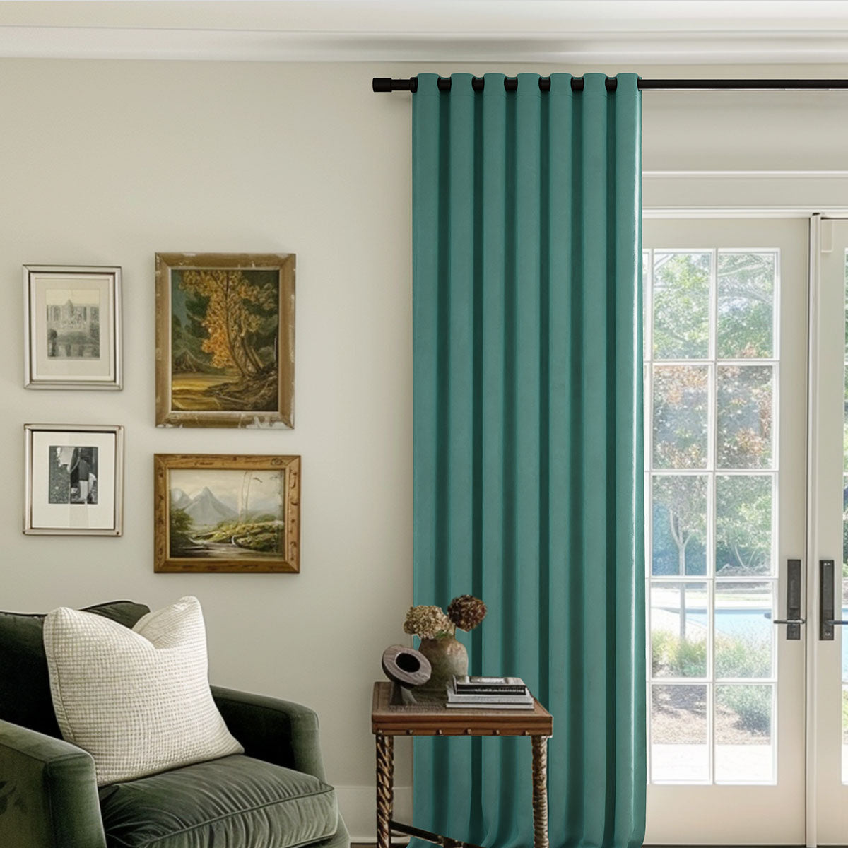 Dark Jungle Green Velvet Blackout Curtains - Luxury Heavyweight Soundproof Drapes with Grommet Top for Bedroom & Living Room | Thermal Insulated Custom Window Treatments for Home Decor