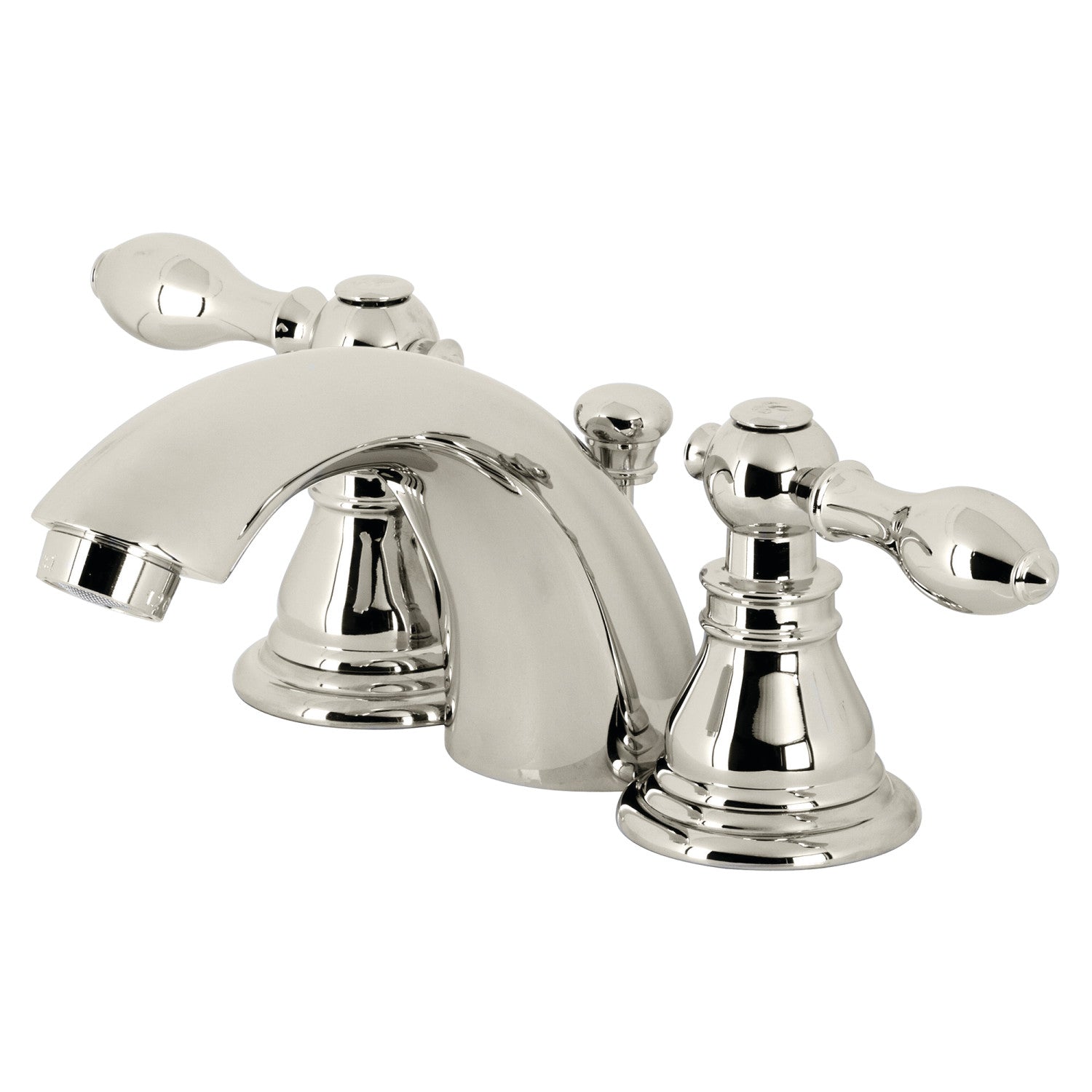 American Classic KB956ACLPN 3-Hole Deck Mount Mini Widespread Bathroom Faucet - 2 Handle Design with Pop-Up Drain in Polished Nickel - Perfect for Small Bathroom Sinks and Vanities