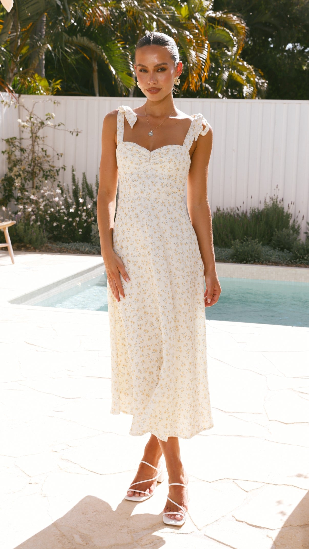 Blakely Midi Dress - Lemon Floral Print Summer Dress for Women | Casual & Party Wear | Perfect for Beach, Brunch & Date Nights